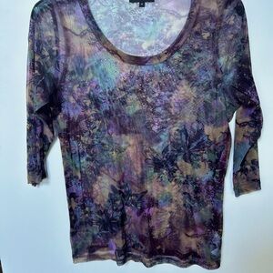 Karen Kane Purple Floral Mesh Top